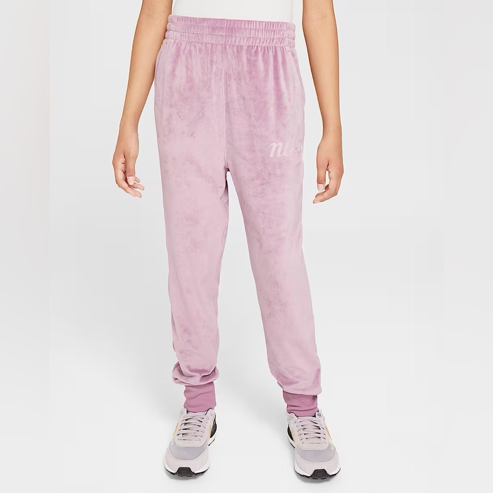 Nike Kids Girls Rose Pink Velour Joggers